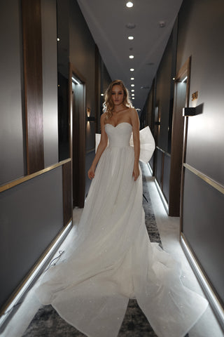 Sparkle Sleeveless Wedding Dress Mirrorball with Detachable Bow - Olivia Bottega
